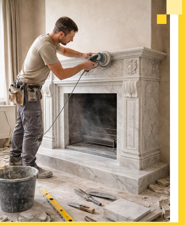 Изготовление и установка мраморных каминов в Угличе под ключ