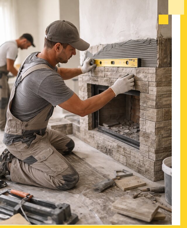 Облицовка каминов в Угличе, монтаж и отделка натуральным камнем