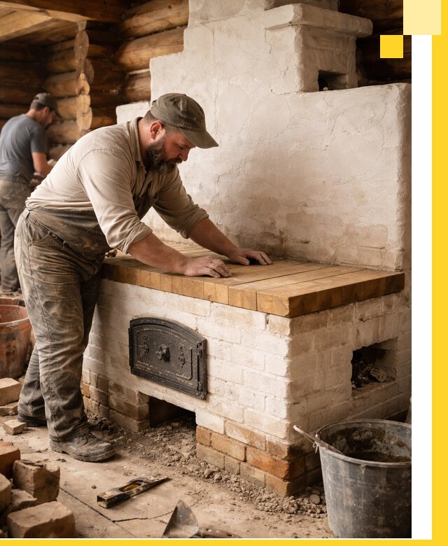 Проектирование и установка русской печи с лежанкой в Угличе