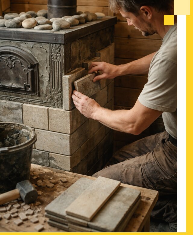 Облицовка банных печей в Угличе профессиональная отделка