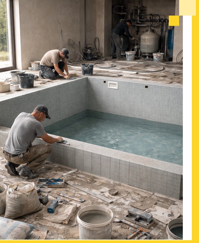 Строительство и монтаж бассейнов в помещении в Угличе