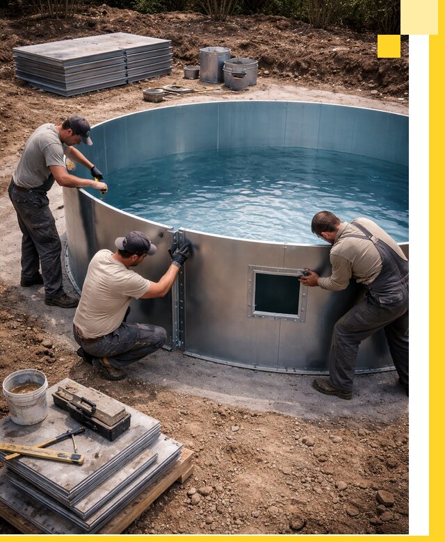 Круглые бассейны под ключ в Угличе проектирование и монтаж