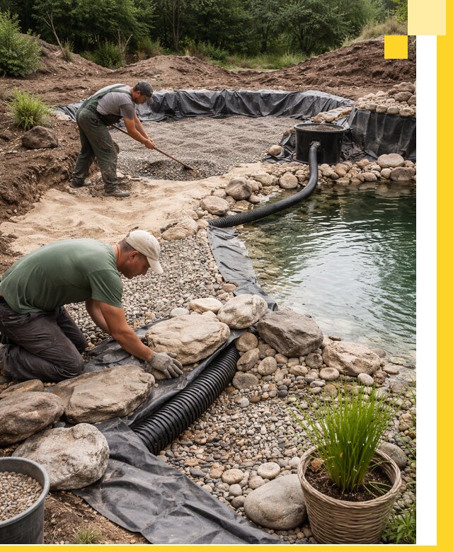 Строительство природных бассейнов и озер в Угличе под ключ