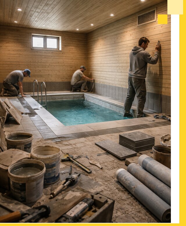 Строительство бани с бассейном и сауной под ключ в Угличе