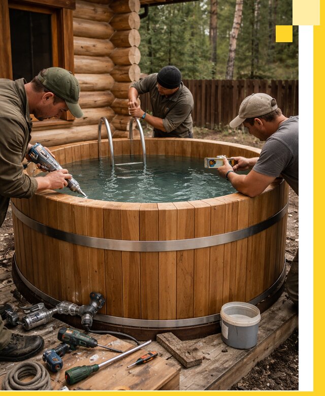 Строительство бань с купелью под ключ и отделкой в Угличе