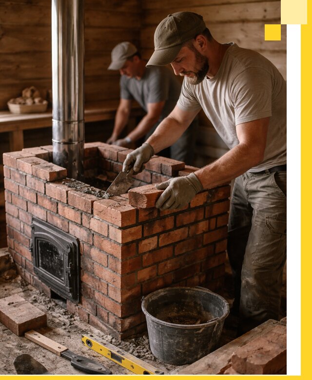 Кирпичные печи для бани под ключ в Угличе, проект и монтаж