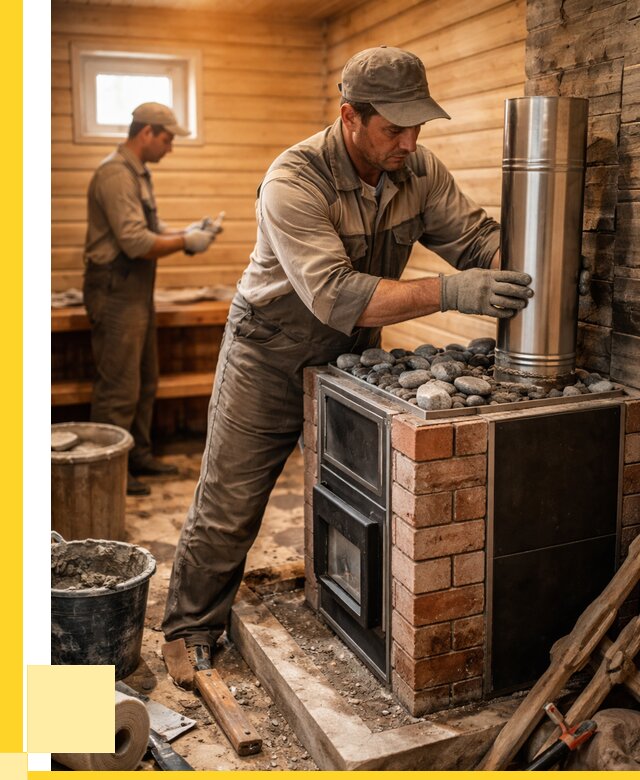 Монтаж печи в бане под ключ в Угличе от 20840 р. | ЭриданГлч