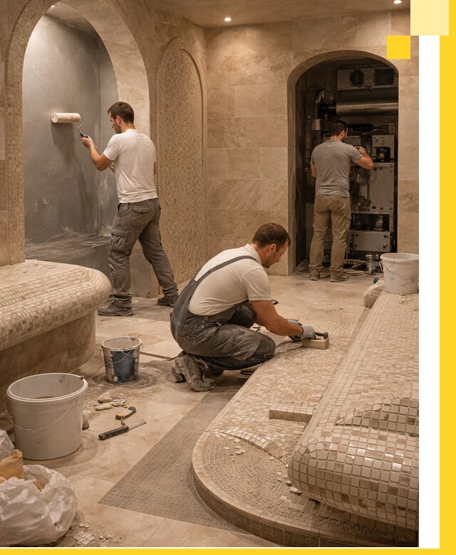 Строительство бани с хамамом и бассейном под ключ в Угличе