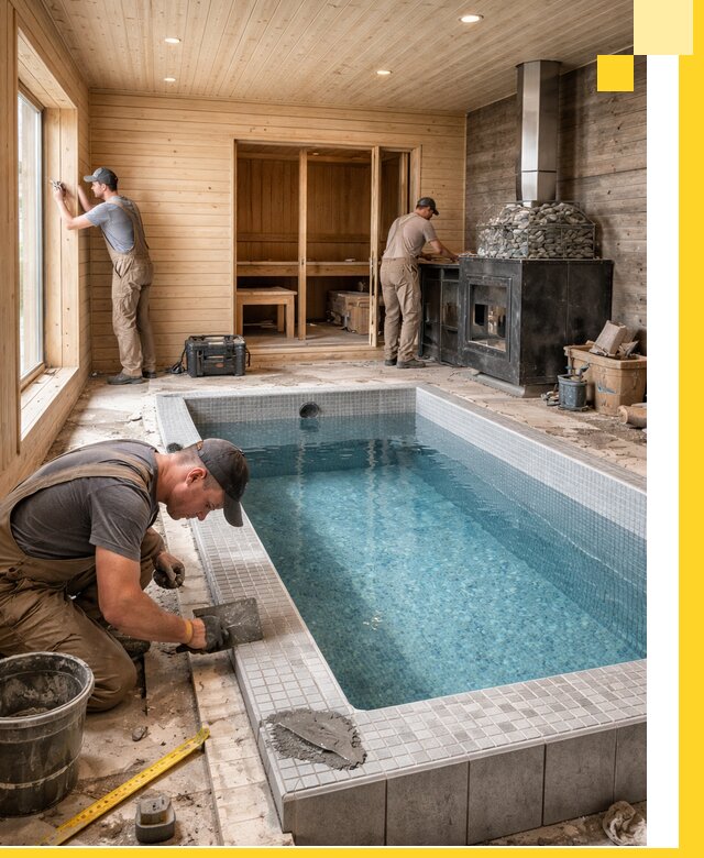 Проект бани с бассейном и сауной в Угличе под ключ