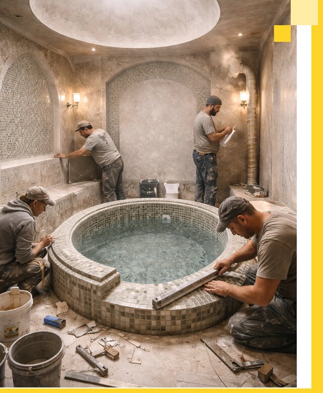 Профессиональное строительство хамама с бассейном в Угличе под ключ