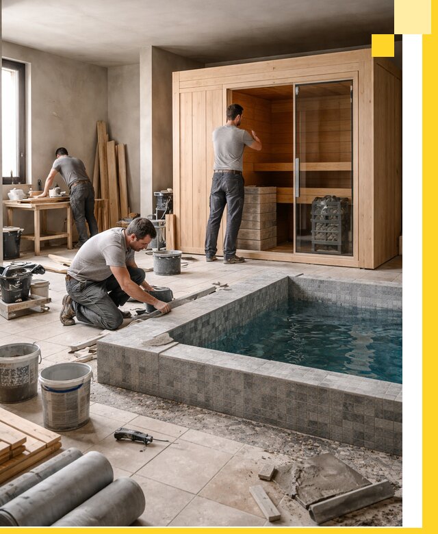 SPA зоны под ключ с бассейном сауной и печью в Угличе